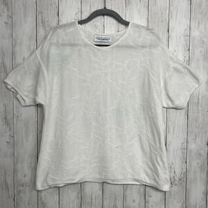 Chelsea Gardens White Knit Floral Texture Lightweight Cottage Fairy Sweater  XL